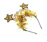 WRITWAA Fascia per capelli di Capodanno 2027, accessori per capelli con stelle metalliche glitterate, fascia per di Buon Anno, accessori per feste di Capodanno, decorazioni per copricapo dorate
