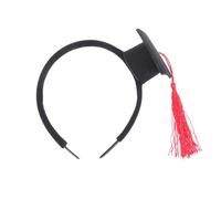 WRITWAA Fascia Per Capelli Mini Tocco Da Dottore Peluche Con Dettagli Rossi Decorazione Per Laurea Accessorio Festa Per Adulti E Singolo Pezzo