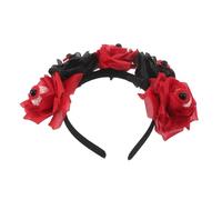 WRITWAA Fascia per Chioma Halloween con Occhi Rossi Sanguinanti e Rose Artificiali, Accessorio Versatile e Riutilizzabile per Decorazioni Casa Stregata e Feste di Carnevale