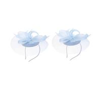 WRITWAA Fascinator da Donna con Fascia in Garza Leggera, Cappello da Sposa Piccolo con Velo e Piume, Accessori per Chioma per Matrimoni e Tea Party, Set da 2 Pezzi Sfumatura Azzurra