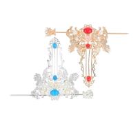 WRITWAA Forcine per Chioma Hanfu Motivo Gru 2 Pezzi in Lega Dorata e Argentata Bastoncini per Chignon Tradizionali Cinesi Accessori Vintage per Costumi Asiatici e Cerimonie