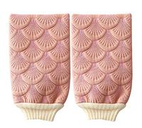 WRITWAA Guanti da Doccia Esfolianti 2 Pezzi Rosa per Massaggio Schiena e Rinnovo Pelle, Accessori Bagno Multiuso per Tutti i Gruppi