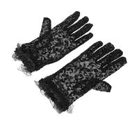 WRITWAA Guanti in rete da donna, 2 pezzi: guanti corti trasparenti con stampa leopardata e traspiranti - guanti in pizzo minimalisti per feste da tè, matrimoni, balli di fine anno, opera