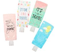 WRITWAA Kit da Viaggio 4 Pezzi Contenitori Vuoti 100ml in Pe con Tappi, Resistenti e Non Facili da Strappare, Borsa Cosmetica per Viaggio