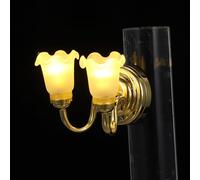WRITWAA Luci in Miniatura per Casa Delle Bambole, Scala 1:12, Lampada da Parete a Doppia Testa a Forma di Bocciolo, Accessori E Illuminazione Vintage in Miniatura per L'allestimento di Stanze in Casa