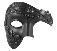 WRITWAA Maschera da Soldato Romano Texture Fine e Design Vintage Unico in Plastica Nera per Uomo per Festa in Maschera e Halloween