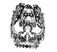 WRITWAA Maschera di Halloween Scheletro Nera in Metallo e Acrilico Diamanti, Mezza Faccia Leggera per Feste Masquerade e Party Eleganti