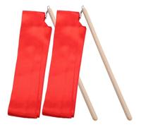WRITWAA Nastro da Ginnastica Ritmica Colorato 2 Pezzi Manico in Legno e Filo di Seta Rosso e Ragazzi, Facile da Imparare per Danza Artistica e Ginnastica