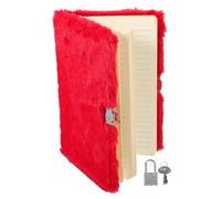 WRITWAA Notebook per Studenti con Pelliccia Morbida Rossa Diario Segreto con Lucchetto Planner e Organizer Creativo per Scuola e Regalo Bambina