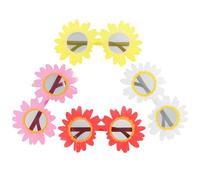 WRITWAA Occhiali da Sole Girasole 4 Pezzi Set Colorati Rosso Giallo Bianco Rosa per Feste Hawaiane e Cosplay Accessori Divertenti da Ballo e Fotografia