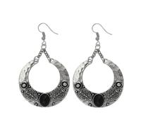 WRITWAA Orecchini Bohemien Vintage Pietra Nera in Lega, Design Etno a Cerchio Grande, Accessori per Donne in Occasioni di Relazioni Pubbliche