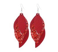WRITWAA Orecchini Pendenti Donna in Pelle Rosa Paillettes a Tre Strati, Design Creativo e Contemporaneo, Adatti per Uso Quotidiano e Lavoro