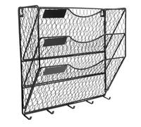 WRITWAA Organizzatore di File Verticale da Parete in Filo Metallico Ganci, Portariviste Multifunzionale a Livelli per Ufficio, Bagno e Studio, Cestino Porta Documenti Compatto