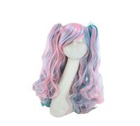 WRITWAA Parrucca a Doppia Clip Di Tigre Parrucche Parrucca Da Donna Riccia Da Donna a Due Code Di Cavallo in Fibra Ad Alta Temperatura