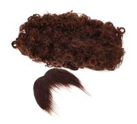 WRITWAA Parrucca Afro e Barba Finta Pirata Marrone Costume Halloween e Cosplay Set Riutilizzabile con Baffi Divertenti e Parrucca di Adatto Feste Tema e Carnevale