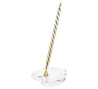 WRITWAA Penna da Firma Matrimonio con Base Cuore in Acrilico Penna a Sfera in Metallo Dorato per Guest Book per Cerimonie Ricevimenti e Lauree Scrittura Scorrevole e Stile Elegante