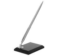 WRITWAA Penna per Firma Penna Sfera da Scrivania Stabile e Versatile con Base Rettangolare in Acrilico e Metallo Argento per Libri degli Ospiti e Cerimonie di Nozze