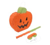 WRITWAA Piñata di zucca di Halloween: Piñata di zucca di carta - 38x37 cm - Accessorio per feste di Halloween con bastone e benda per gli occhi - Divertente decorazione a forma di - di zucchero per