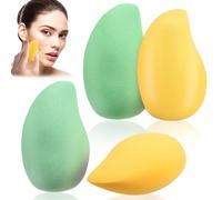 WRITWAA Piumini per Cipria a Forma di Mango 4 Pezzi in Poliuretano, Morbidi e Creativi, Si Ingrandiscono a Contatto L'acqua, per Trucco Quotidiano Femminile