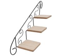 WRITWAA Portavasi Decorativo in Ferro Nero da Parete a Forma di Scala, Supporto per Piante Grasse e Fiori, Mensola Salvaspazio per Balcone, Soggiorno e Giardino