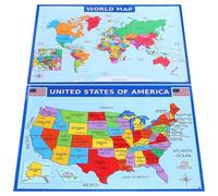 WRITWAA Poster Mappa degli Stati Uniti del Mondo in Carta UV Resistente per L'apprendimento Geografico Precoce e Decorazione di Aule e Camere per Adolescenti