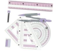 WRITWAA Righello Multifunzionale con Compasso e Goniometro Trasparente per Disegno Tecnico e Accessori per Studenti Ragazzi e Ragazze Kit Stazione di Cancelleria per Misurazioni Accurate e