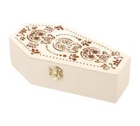 WRITWAA Scatola per Caramelle a Forma di Bara in Legno Beige, Multiuso e Compatta, come Confezione Regalo per Festa di Halloween e Party Favor