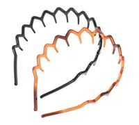 WRITWAA Set 2 Fasce per Chioma Dentate Antiscivolo in Plastica, Cerchietti Ondulati Neri e Tartarugati, Accessori per Chioma da Donna, Adatti per Trucco e Uso Quotidiano