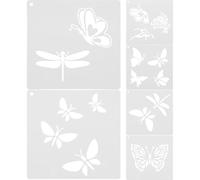 WRITWAA Set 6 Pezzi Stencil per Pittura a Farfalla in Plastico Bianco Riutilizzabile per Disegno e Decorazione Pareti DIY