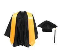 WRITWAA Set Laurea Unisex Toga e Cappello Nero in Cotone, Taglia, per Cerimonie di Laurea Prescolare e Scuola Materna