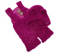 WRITWAA Set Ragazzo Ragazza Pantaloni a Bretelle Traspiranti e Berretto Lavorato a Maglia a Forma di Orso, Tessuti a Mano, Adatto per Servizi Fotografici e Abbigliamento Quotidiano,