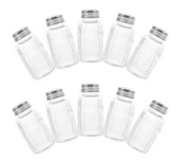 WRITWAA Spargisale e Pepiera Riutilizzabili in Vetro 50ml, Set 10 Pezzi con Coperchi in Acciaio Inossidabile, Perfetti per Cucina e Attività Esterne