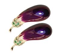 WRITWAA Spilla per Colletto da Donna 2 Pezzi a Forma di Melanzana, Spilla Decorativa Leggera in Smalto Vegan per Giacca e Abito, Accessorio Moda per Look Quotidiani e Cerimonie