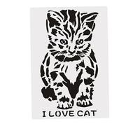 WRITWAA Stencil per Gatti Bianco, Sagoma Traforata Riutilizzabile in Plastica per Disegno Pennarelli e Pastelli, per Album e Scrapbook