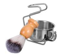 WRITWAA Tazza da barba con supporto, set di ciotola da barba con supporto da barba in metallo, portapennello, ciotola per pennello, strumento per la cura della barba da uomo,