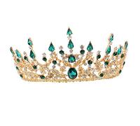 WRITWAA Tiara Corone Arredamento Ballo Studentesco Festa Della Principessa in Stile Barocco Spose Dea Nuziale Diademi Principessa Sposa Copricapo Di Strass Per Le Donne Verde Lega