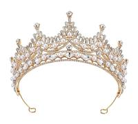 WRITWAA Tiara Diadema Di Perle Perla Nuziale Nozze Nuziale Fasce Per Ragazze Principessa Diadema D'oro Accessori Per Per Ragazze Fascia D'oro Golden Ferrolega