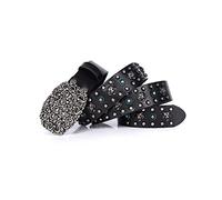 WRJAHCG Cintura Da Uomo, Cintura Western Con Borchie, tigre Cintura In Pelle GoffrataStile Punk,Retro black,105cm/41.3''
