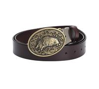 WRJAHCG Cintura Uomo Pelle, Cintura da Cowboy Occidentale, Cintura Punk con Fibbia Decorata in Lega con Motivo Cinghiale,Brown b,130CM/51.2''