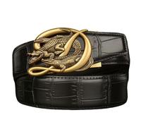WRJAHCG Cintura Uomo Pelle Cricco, Cinture da Occidentale Cowboy, Cintura Motivo di Coccodrillo Fibbia Decorativa in Lega con Motivo Coccodrillo,Black a,120CM/47.3''