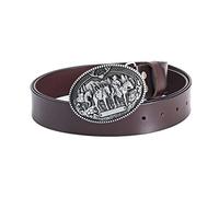 WRJAHCG Cintura Western, Cintura Country Con Fibbia Per Cintura in Vera Pelle Per Uomo Donna Jeans Personalità Cintura Equestre,Silver coffee,120CM/47.3''