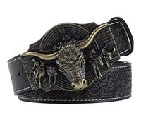WRJAHCG Cintura western per cowboy, cintura da cowboy western vintage da rodeo con corno lungo,Bronze black,120CM/47.3''