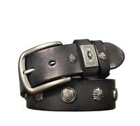 WRJAHCG Cinture da Uomo, Cintura in Pelle Western Borchiata con Rivetti, Cintura Vintage Regolabile con Fibbia ad Ardiglione in Metallo in Acciaio Inossidabile,Nero,110CM/43.3''