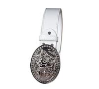 WRJAHCG Cinture Da Uomo,Cinture Da Cowboy Occidentali Cinture Per Giovani Alla Moda Con Fibbia in Mucca 3D Regali Di Natale,Bianca,115cm/45.3in