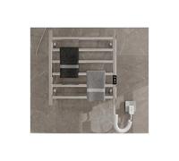 WRJAHCG Scaldasalviette Elettrico Bagno A Parete, Portasciugamani da Parete,Acciaio Inox,Termoarredo Elettrico Bagno con Timer,Asciuga Asciugamani,Display LED, Controllo Touch,Argento