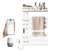 WRJAHCG Scaldasalviette Elettrico Bagno Smart WiFi,Porta Asciugamani Bagno da Parete Controllo Vocale,Termoarredo Elettrico Bagno con Timer E Termostato,Termosifone 6 Barre,197W,Bianca