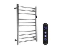 WRJAHCG Termoarredo Elettrico Bagno,Scalda Salviette da Bagno Elettrico Basso Consumo,40-70 ℃, Scaldasalviette da Muro Acciaio Inox con Timer 10 Barre Riscaldanti,Round Tube,Plugin