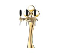 WRJAHCG Torre per Birra a 3 rubinetti Dispenser per Torre Spillatore Birra | Kit Spillatore Colonna Birra a Triplo Rubinetto Torretta per birra in ottone con Segno Luminoso,D'oro