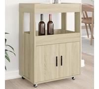 WRJENFSC Carrello Bar Rovere Sonoma 60x39,5x89 cm in Legno Multistrato Credenza Cucina Salvaspazio Mobile Soggiorno Mobile Cucina Salvaspazio Mobili Cucina per Soggiorno Salotto Sala Da Pranzo Cucina