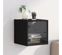 WRJENFSC Comodino con Anta in Vetro Nero 35x37x35 cm Comodino Moderno Comodino Piccolo Comodino Stretto Comodini Camera Da Letto Moderni per Salone Sala Da Pranzo Soggiorno Dormitorio Universitario